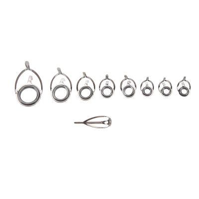 9pcs Fishing Rod Tip Repair Kit, Fishing Rod Tips Replacement Kit Metal Ceramic Guides Ring Fishing Pole Eyelets Repair Kit