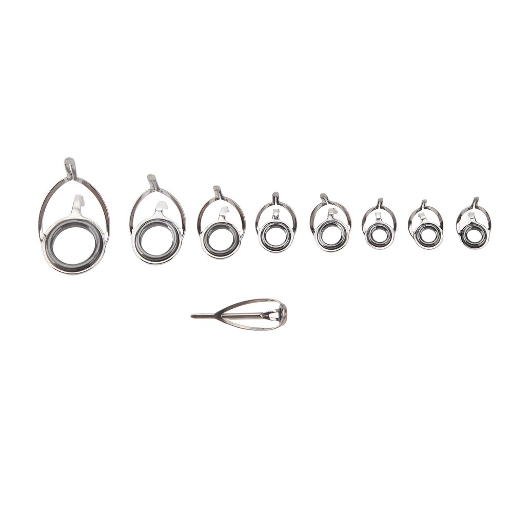9pcs Fishing Rod Tip Repair Kit, Fishing Rod Tips Replacement Kit Metal Ceramic Guides Ring Fishing Pole Eyelets Repair Kit