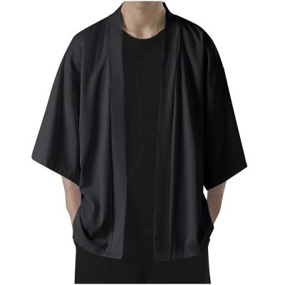 Cambkatl Men's Kimono Cardigans Lightweight Casual 3/4 Sleeve Open Front Jacket Summer Sun Protection Outwear Shirts