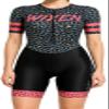 WIXEN PRO Women Triathlon Suit Sleeve Trisuit Aerodynamic Swim Bike Run Suit Back Pocket Leopard view 1