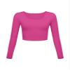 Long Sleeve Crop Tops for Women Workout Basic Clothes for Teen Ladies Fitted Slim Scoop Neck Cute Yoga Shirts (Hot Pink, X-Small) view 1