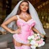 Avidlove Womens Lingerie Sets Lace V Neck Teddy Babydoll 3 Pack Lingerie Costumes Sleepwear Dress Pink Plaid XL view 3