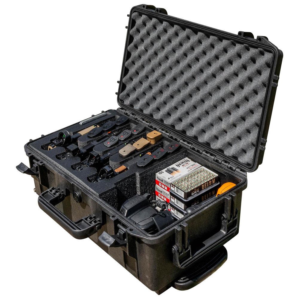 Extra Deep DORO Gun Case with Custom Foam Insert - Converts From 6 Pistols/23 Mags to 4 Pistols/12 Mags + Gear Storage, Heavy-Duty - Tactical Firearms and Ammunition Holder, 20 x 11 x 7 Inches