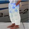 DMOYALA Womens Elastic Waist Pants for Women Summer Lightweight Cotton Cropped Linen Pants Boho Travel Pants Cropped Cotton Linen Pants Breathable High Waist Cropped Pants with Pockets view 2