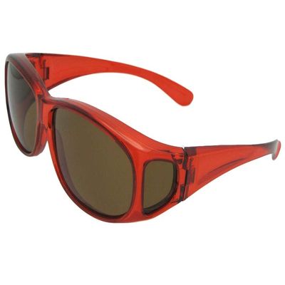 Junior Size Ages 10 to 15 Years Old Fit Over Sunglass FJ3 (Crystal Red-Brown Lenses)