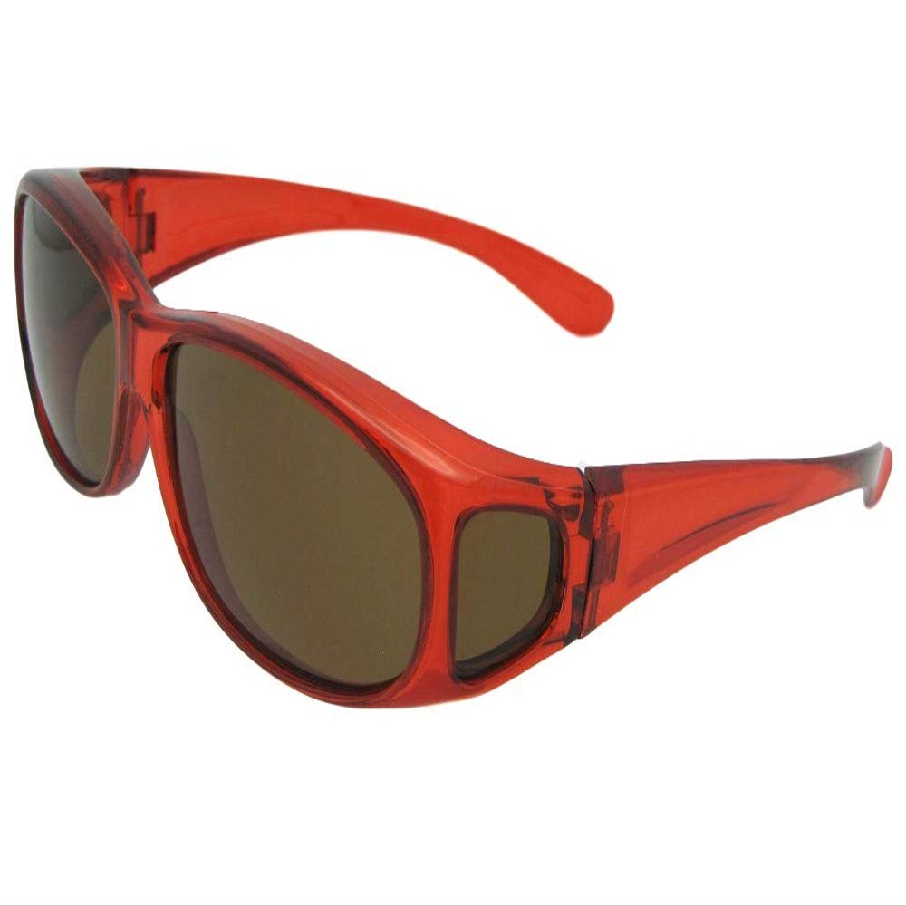 Junior Size Ages 10 to 15 Years Old Fit Over Sunglass FJ3 (Crystal Red-Brown Lenses)