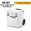 RTIC 45 QT Wheeled Ultra-Tough Cooler Hard Insulated Portable Ice Chest Box for Beach, Drink, Beverage, Camping, Picnic, Fishing, Boat, Barbecue, Rotomolded Construction, White view 2