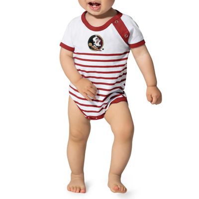 Little King NCAA Striped Bodysuit with Shoulder Snap and Embroidered Logo-Florida State-Garnet Trim-6 Months