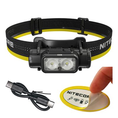 Nitecore NU53 1800 Lumen Headlamp, USB-C Rechargeable, Long Runtime, Industrial Work and Outdoor Headlamp with White & Red Auxiliary Lights
