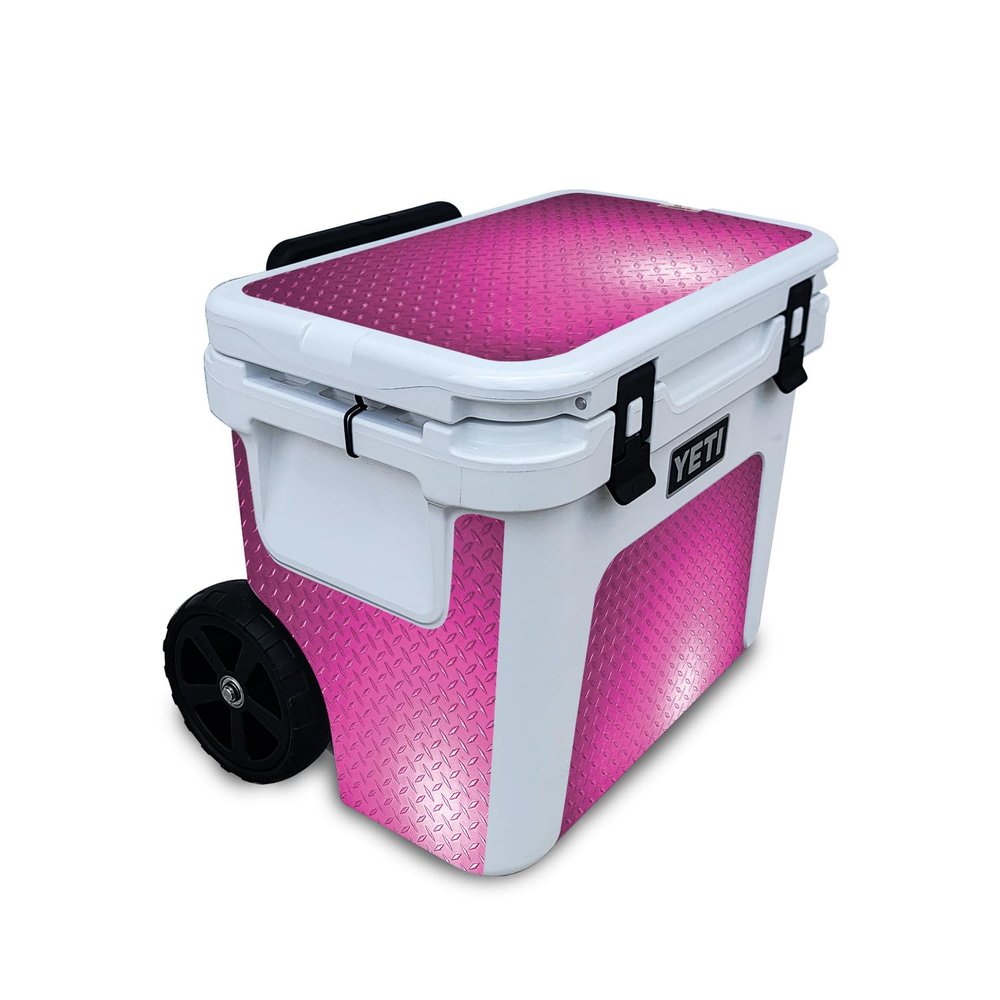Skin Compatible with Yeti Roadie 32 Wheeled Cooler - Pink Diamond Plate - Premium 3M Vinyl Protective Wrap Decal Cover - Easy to Apply | Crafted in The USA by MightySkins