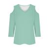 3/4 Length Sleeve Womens Tops Sexy Off The Shoulder Tops for Women Summer V Neck T-Shirt Solid Color/Graphic Tees 2025 Casual Clothes Business Dressy Top Trendy Going Out Shirts Boho Fashion Cute view 4