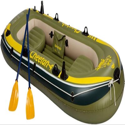 CukUJH Foldable Inflatable Boat, 4-Person Inflatable Boat, Portable Inflatable Boat, Thickened PVC Inflatable Boat