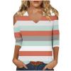 3/4 Length Sleeve Womens Tops Sexy Off The Shoulder Tops for Women Summer V Neck T-Shirt Solid Color /Graphic Tees 2025 Casual Clothes Business Dressy Top Trendy Going Out Shirts Boho Fashion Cute view 1