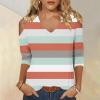 3/4 Length Sleeve Womens Tops Sexy Off The Shoulder Tops for Women Summer V Neck T-Shirt Solid Color /Graphic Tees 2025 Casual Clothes Business Dressy Top Trendy Going Out Shirts Boho Fashion Cute view 2