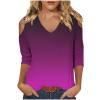 3/4 Length Sleeve Womens Tops Sexy Off The Shoulder Tops for Women Summer V Neck T-Shirt Solid Color/Graphic Tees 2025 Casual Clothes Business Dressy Top Trendy Going Out Shirts Boho Fashion Cute view 1