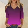 3/4 Length Sleeve Womens Tops Sexy Off The Shoulder Tops for Women Summer V Neck T-Shirt Solid Color/Graphic Tees 2025 Casual Clothes Business Dressy Top Trendy Going Out Shirts Boho Fashion Cute view 2
