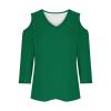 3/4 Length Sleeve Womens Tops Sexy Off The Shoulder Tops for Women Summer V Neck T-Shirt Solid Color/Graphic Tees 2025 Casual Clothes Business Dressy Top Trendy Going Out Shirts Boho Fashion Cute view 4
