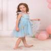 ABEHIK Baby Girls 1st Birthday Outfit Toddler Kids Bowknot Spaghetti Straps Tulle Tutu Princess Dress Pageant Holiday Cake Smash Photoshoot Wedding Guest Party Dress Blue 5-6Y view 2