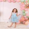 ABEHIK Baby Girls 1st Birthday Outfit Toddler Kids Bowknot Spaghetti Straps Tulle Tutu Princess Dress Pageant Holiday Cake Smash Photoshoot Wedding Guest Party Dress Blue 5-6Y view 3