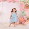 ABEHIK Baby Girls 1st Birthday Outfit Toddler Kids Bowknot Spaghetti Straps Tulle Tutu Princess Dress Pageant Holiday Cake Smash Photoshoot Wedding Guest Party Dress Blue 5-6Y view 4