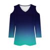 3/4 Length Sleeve Womens Tops Sexy Off The Shoulder Tops for Women Summer V Neck T-Shirt Solid Color/Graphic Tees 2025 Casual Clothes Business Dressy Top Trendy Going Out Shirts Boho Fashion Cute view 3