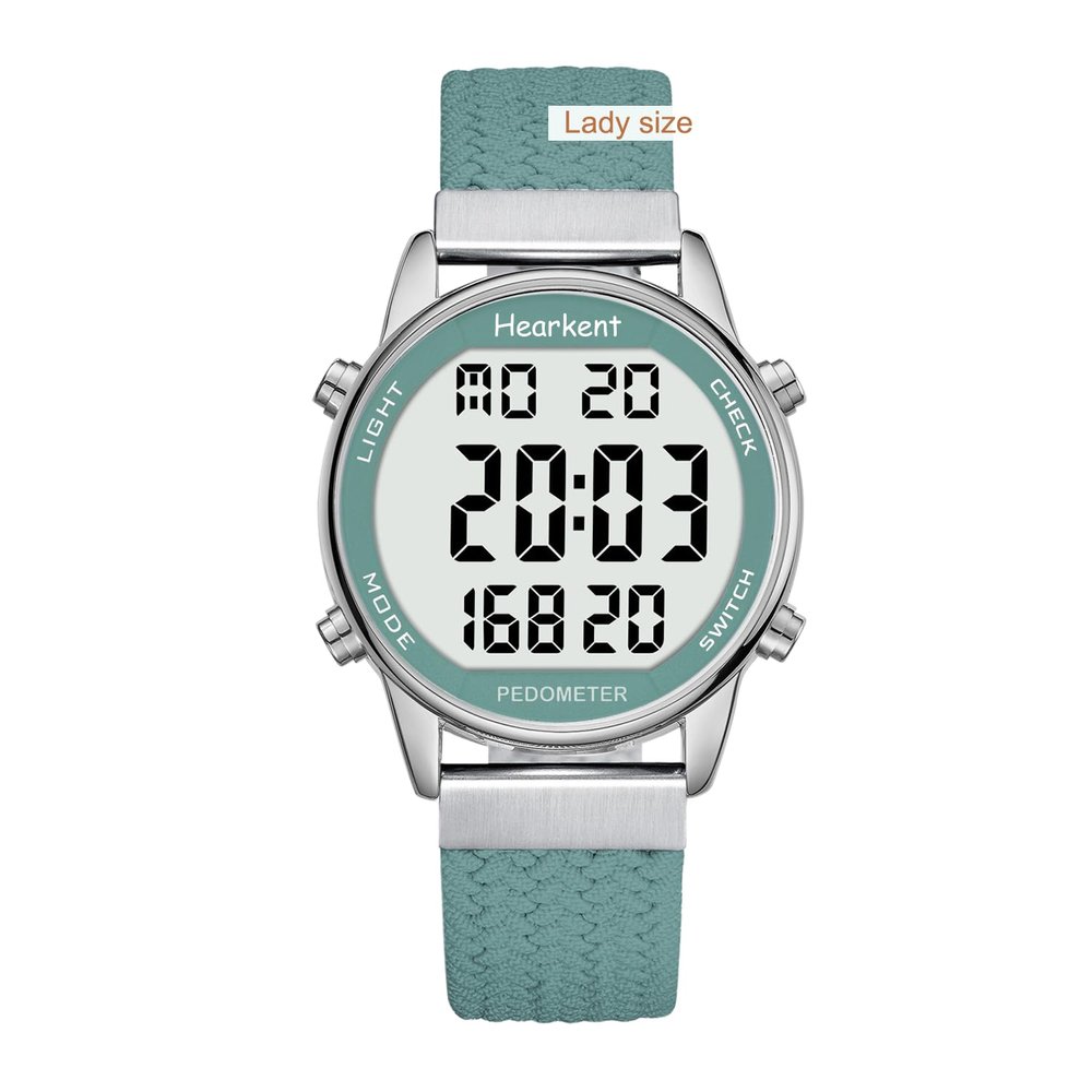 Hearkent Womens Pedometer Watch-Step Tracker Watch with Calories Counter-Non Bluetooth Pedometer Watches-LCD Large Numbers-30M Waterproof Watch-Wrist Watch Step Counter for Walking(Green)