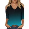 3/4 Length Sleeve Womens Tops Sexy Off The Shoulder Tops for Women Summer V Neck T-Shirt Solid Color/Graphic Tees 2025 Casual Clothes Business Dressy Top Trendy Going Out Shirts Boho Fashion Cute view 1