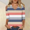 3/4 Length Sleeve Womens Tops Sexy Off The Shoulder Tops for Women Summer V Neck T-Shirt Solid Color /Graphic Tees 2025 Casual Clothes Business Dressy Top Trendy Going Out Shirts Boho Fashion Cute view 2