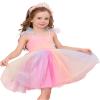 ABEHIK Toddler Girls Dresses Birthday Party Dress Baby Kids Bowknot Sequin Spaghetti Straps Tulle Tutu Princess Dress Pageant Holiday Cake Smash Photoshoot Dress Rainbow 2-3Y view 2