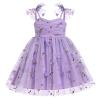 ABEHIK Toddler Girls Dresses Birthday Party Dress Baby Kids Bowknot Sequin Spaghetti Straps Tulle Tutu Princess Dress Floral Embroidery Cake Smash Photoshoot Dress Light Purple 2-3Y view 1