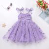 ABEHIK Toddler Girls Dresses Birthday Party Dress Baby Kids Bowknot Sequin Spaghetti Straps Tulle Tutu Princess Dress Floral Embroidery Cake Smash Photoshoot Dress Light Purple 2-3Y view 3