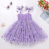 ABEHIK Toddler Girls Dresses Birthday Party Dress Baby Kids Bowknot Sequin Spaghetti Straps Tulle Tutu Princess Dress Floral Embroidery Cake Smash Photoshoot Dress Light Purple 2-3Y view 4