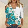 3/4 Length Sleeve Womens Tops Sexy Off The Shoulder Tops for Women Summer V Neck T-Shirt Solid Color /Graphic Tees 2025 Casual Clothes Business Dressy Top Trendy Going Out Shirts Boho Fashion Cute view 2