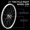 AkiiGer Adults Bicycle Wheels Rim for 3 Wheels Bike, Tricycle Right Wheels 20"", Tire Rims Replacement, Double Wall Alloy Rim, 36x13G Silver Spoke, Aluminum Alloy, White/Silver view 2