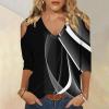 3/4 Length Sleeve Womens Tops Sexy Off The Shoulder Tops for Women Summer V Neck T-Shirt Solid Color /Graphic Tees 2025 Casual Clothes Business Dressy Top Trendy Going Out Shirts Boho Fashion Cute view 2
