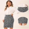 Allegra K Tweed Skirt for Women's Office Work High Waist Split Bodycon Plaid Pencil Skirts X-Large Black view 4