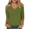 3/4 Length Sleeve Womens Tops Sexy Off The Shoulder Tops for Women Summer V Neck T-Shirt Solid Color/Graphic Tees 2025 Casual Clothes Business Dressy Top Trendy Going Out Shirts Boho Fashion Cute view 1
