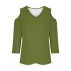 3/4 Length Sleeve Womens Tops Sexy Off The Shoulder Tops for Women Summer V Neck T-Shirt Solid Color/Graphic Tees 2025 Casual Clothes Business Dressy Top Trendy Going Out Shirts Boho Fashion Cute view 4