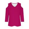 3/4 Length Sleeve Womens Tops Sexy Off The Shoulder Tops for Women Summer V Neck T-Shirt Solid Color/Graphic Tees 2025 Casual Clothes Business Dressy Top Trendy Going Out Shirts Boho Fashion Cute view 4