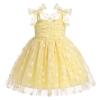 ABEHIK Baby Girls Birthday Party Dress Toddler Kids Bowknot Star Sequin Spaghetti Straps Tulle Tutu Princess Dress Pageant Holiday Cake Smash Photoshoot Dresses Yellow 18-24M view 1