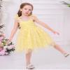 ABEHIK Baby Girls Birthday Party Dress Toddler Kids Bowknot Star Sequin Spaghetti Straps Tulle Tutu Princess Dress Pageant Holiday Cake Smash Photoshoot Dresses Yellow 18-24M view 2
