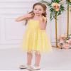 ABEHIK Baby Girls Birthday Party Dress Toddler Kids Bowknot Star Sequin Spaghetti Straps Tulle Tutu Princess Dress Pageant Holiday Cake Smash Photoshoot Dresses Yellow 18-24M view 3