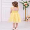 ABEHIK Baby Girls Birthday Party Dress Toddler Kids Bowknot Star Sequin Spaghetti Straps Tulle Tutu Princess Dress Pageant Holiday Cake Smash Photoshoot Dresses Yellow 18-24M view 4
