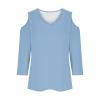 3/4 Length Sleeve Womens Tops Sexy Off The Shoulder Tops for Women Summer V Neck T-Shirt Solid Color/Graphic Tees 2025 Casual Clothes Business Dressy Top Trendy Going Out Shirts Boho Fashion Cute view 4