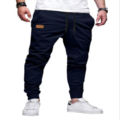 JMIERR Mens Casual Joggers Pants - Cotton Drawstring Chino Cargo Pants Twill Track Jogging Sweatpants Travel Essentials with Pockets, 2XL, Midnight Blue