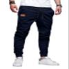 JMIERR Mens Casual Joggers Pants - Cotton Drawstring Chino Cargo Pants Twill Track Jogging Sweatpants Travel Essentials with Pockets, 2XL, Midnight Blue view 1