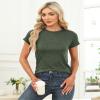 Memorose Women Short Sleeve Shirts Tops Fall Tunic Causal Fashion Round Neck Basic Tee ArmyGreen 2XL view 2