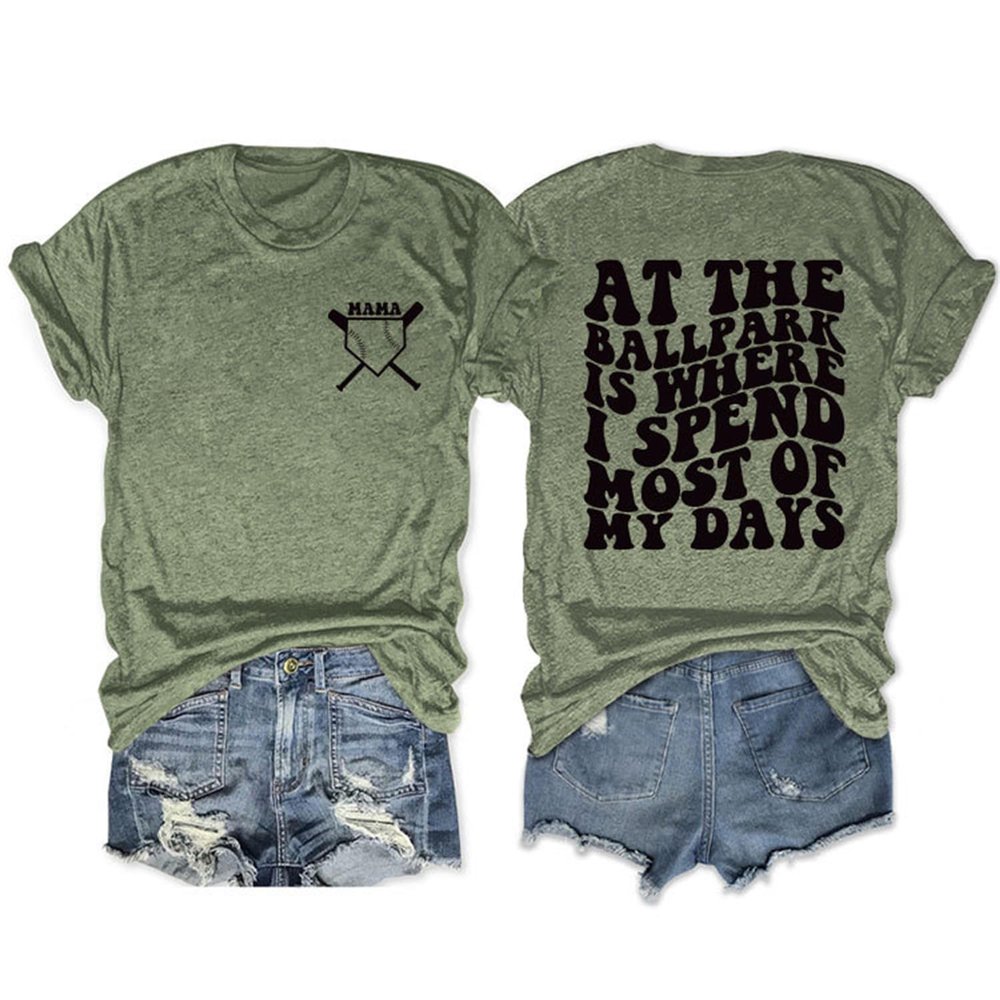 ZLXBLYYMZ Baseball Mom Shirt Game Day Tshirts for Women Baseball Mama Graphic Tees Short Sleeve Casual Sports Mom Tops Olive Green, XX-Large