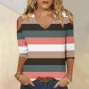 3/4 Length Sleeve Womens Tops Sexy Off The Shoulder Tops for Women Summer V Neck T-Shirt Solid Color /Graphic Tees 2025 Casual Clothes Business Dressy Top Trendy Going Out Shirts Boho Fashion Cute view 2