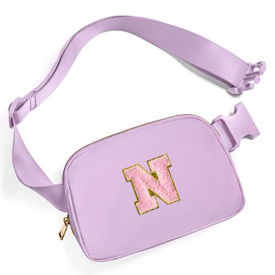 Gitus Initial Belt Bag Fanny Pack Crossbody Bag for Girls Birthday Gifts Age 8-10 Teen Girl Gifts Trend Stuff Personalized Letter Gifts for Daughter Sister (Lavender-N)